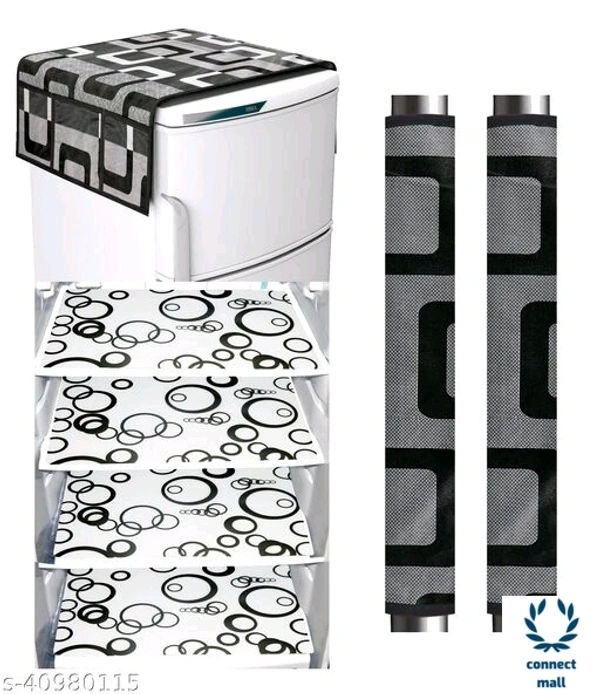 Fridge Combo Cover - White & Black, (B×L×H)55cm×97cm×0.5cm, PVC, Fridge Cover