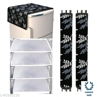 Fridge Combo Cover - White & Black, (B×L×H)55cm×97cm×0.5cm, PVC, Fridge Cover
