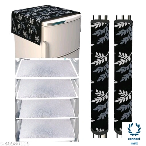 Fridge Combo Cover - White & Black, (B×L×H)55cm×97cm×0.5cm, PVC, Fridge Cover