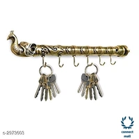 Trendy Key Holder - (L×B×H)23cm ×5cm×1cm, Black, Metal