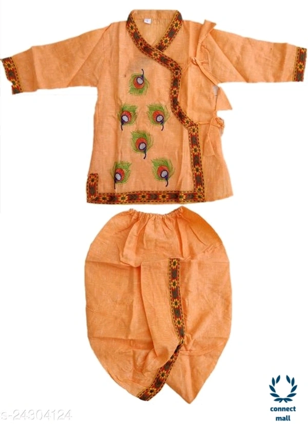 ladoo Gopal dress - 3-4 yrs, Orange, Cotton