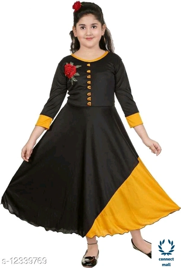 Long Cotton frock - 8-9yrs, Black, Cotton Blend