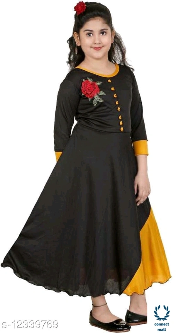 Long Cotton frock - 8-9yrs, Black, Cotton Blend
