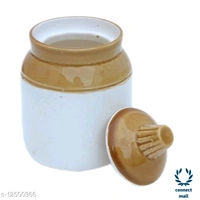 Pure Ceramic 200ml  Pickle Jar Container With Lid Set Of 3  For Kitchen / Tableware  - 8cm× 8cm × 12cm, White, Ceramic