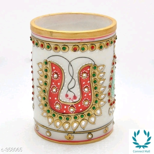 Jaiputi Handcrafted Marble Pen Stand  - Jewellery painting