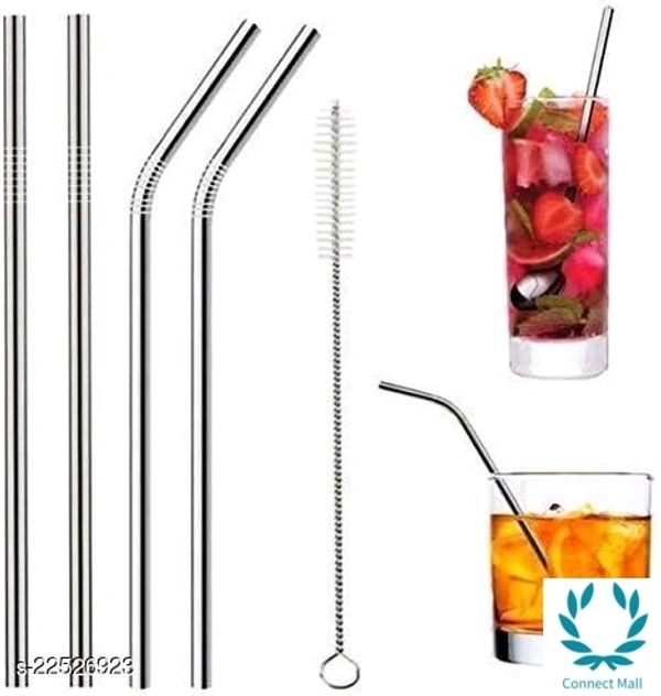 Stainless Steel Straw With Cleaning Brush - 2 set of Straw