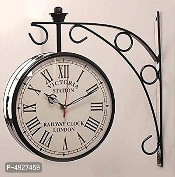  Round  Vintage Antique  Railway Double Side Wall Clock FOR home , Office TERRACE  - White