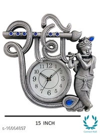 Krishna Designer Wall Clock - 15inch - Golden