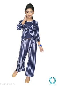 Tinkle Stylus Girls Top Bottom With Jacket Set - 4-5 Years