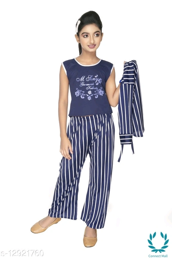 Tinkle Stylus Girls Top Bottom With Jacket Set - 5-6 Years