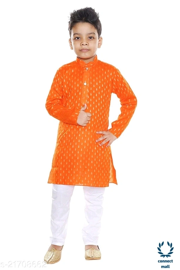 Kids Kurtas - 6-7yrs, Orange, Cotton