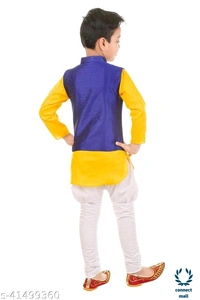 Ethnic Wear - 3-4Yrs, Yellow & Blue, Cotton