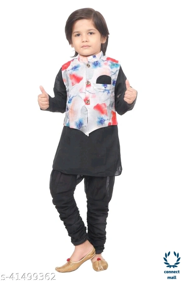 Ethnie Black Kurta - 3-4 yrs, Black, Cotton, 1