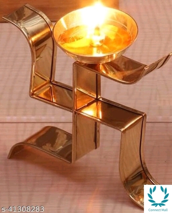 Swastik Diya Oil Pooja Lamp 4x4 Inch