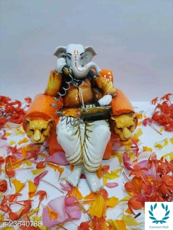 Polyresin Lord Ganesh Using Telephone On Sofa