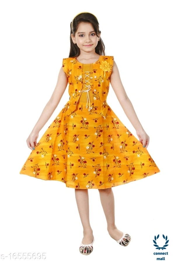 Fancy Frocks - 7-8Yrs, Yellow, Cotton