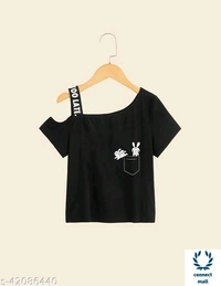 Girls Top - Black, Cotton, 6-7 Yrs