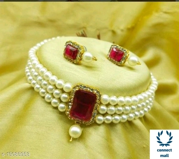 Pearl Necklace - Red, Pearl