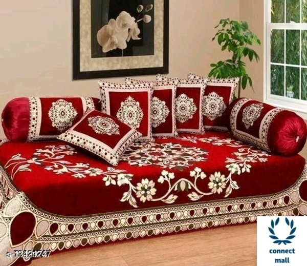 Faishnoable Deewan Set - Red, Volet,  Cheniile