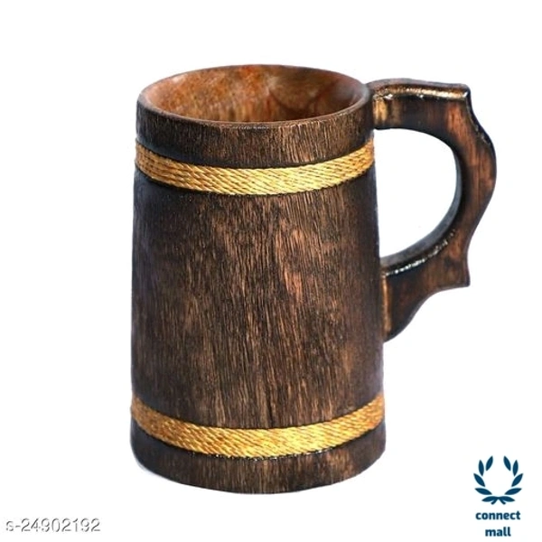 Wooden Beer Mug Haf Litre For Home Bar/ Showpiece / Cocktail Party  - 500ml, Brown, Glass, 1