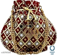 Women's Rajasthani Potli - Red, fabric , (L×H×W)1cm×24cm×23cm