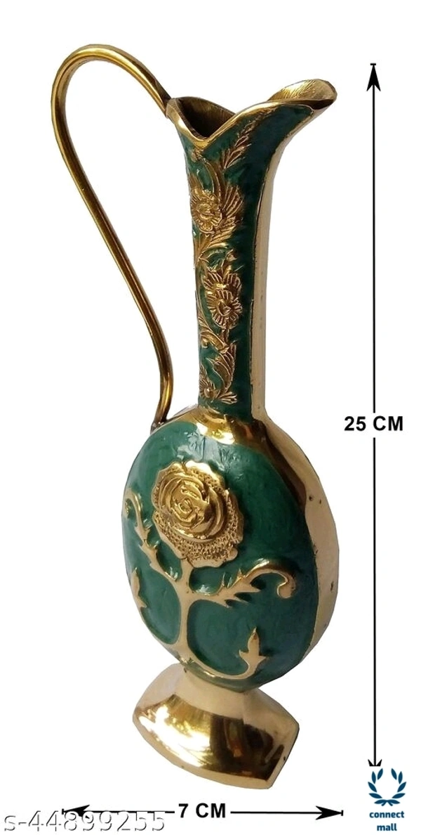 Antique Metal Vase Combo - (L×B×H)7cm ×5cm × 25cm, Green , Metal