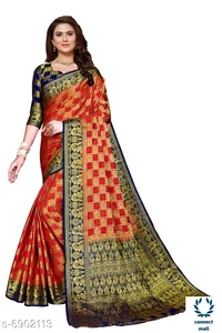  Kanjivaram Silk Marriage wedding Saree For Women and Blouse - Red & Black