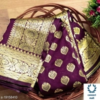 Trendy Kanjivaram  Silk Sarees with Running Blouse - 5.5 meter +0.8 meter, Golden & Maroon, Silk
