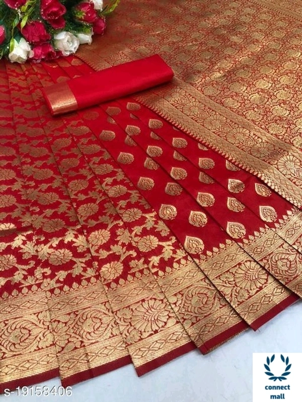 Trendy Kanjivaram  Silk Sarees with Running Blouse - Red, Silk, 5.5 meter+ 0.8 meter