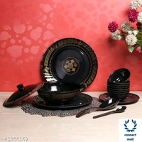 Elite Dinnerware sets - Black, Melamine, 2, (B×H×L)32 cm×21 cm× 56 cm