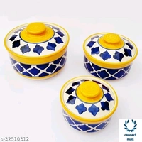 Stylo Dinnerware  set - White & Blue, Ceramic, (B×H×L)15.5 cm×5.5 cm× 15.5 cm