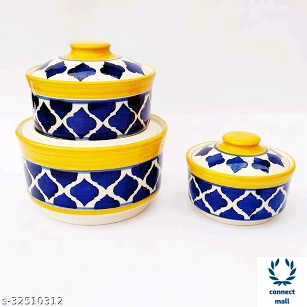 Stylo Dinnerware  set - White & Blue, Ceramic, (B×H×L)15.5 cm×5.5 cm× 15.5 cm