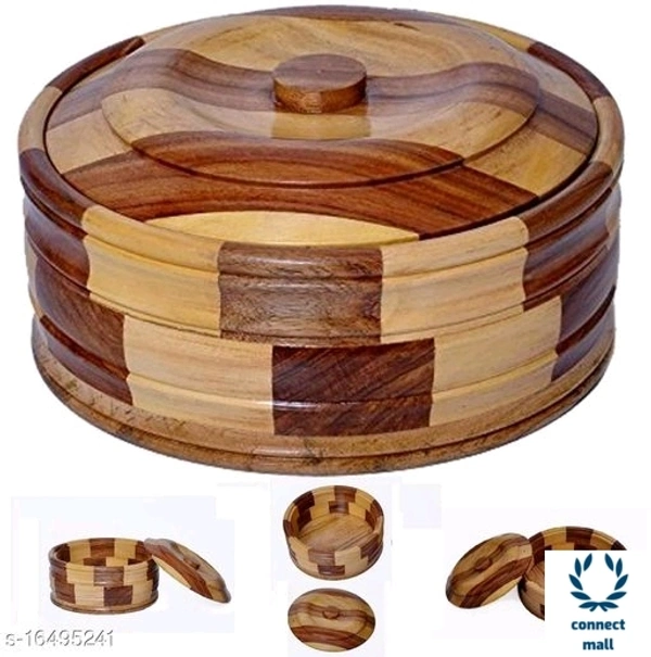  Sessame Wood Dual Shade  Chapati box Casserole  - Brown, Wood