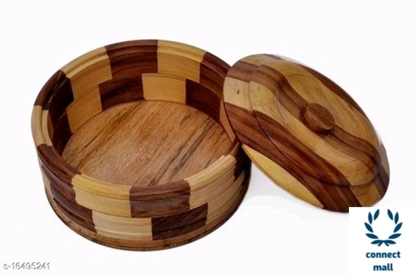  Sessame Wood Dual Shade  Chapati box Casserole  - Brown, Wood