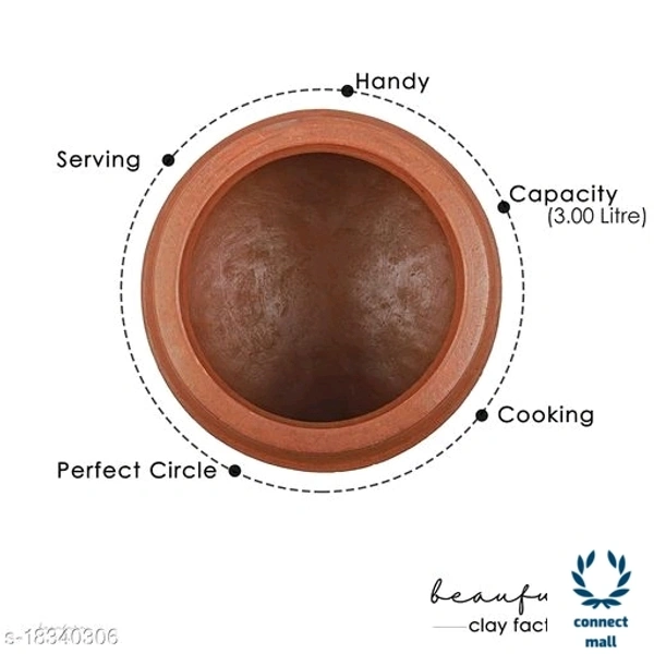 Beautiful  Clay Biryani Handi - Brown, Clay, 3Litres