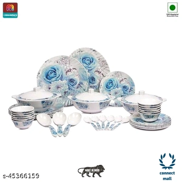 Mélanine Dinnerware  Sets - White & Blue, Melamine