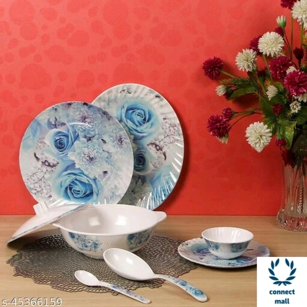 Mélanine Dinnerware  Sets - White & Blue, Melamine