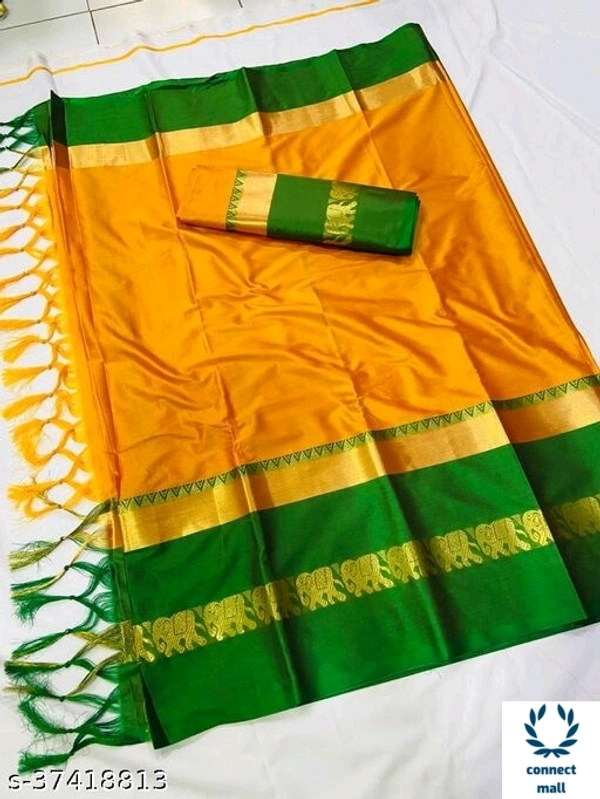 Graceful Silk Sarees  - Orange &Green , Silk, Pattern Wooven, Saree length 0.5m &Blouse  Length 0.5m