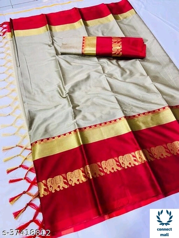 Graceful Silk Sarees  - Cream & Red, Silk, Pattern Wooven, Saree length size5.5 m,Blouse Length Size 0.5m
