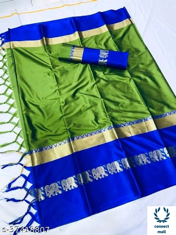 Graceful Silk Sarees  - Green & Blue, Silk, Pattern Wooven, Sarees  Length Size 5.5 m, Blouse Length Size 0.5m