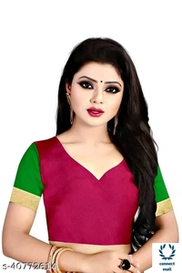 Solid Cotton Silk Sarees With Blouse Piece   - Green & Black, Cotton silk, 3