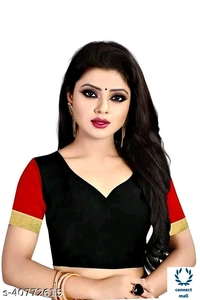 Solid Cotton Silk Sarees With Blouse Piece   - Green & Black, Cotton silk, 3