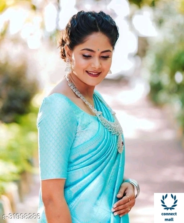 Jivika Sensatoinal Cotto Sree - Sky Blue, Soft Silk, Saree Length 4.4 m, Blouse Length 0.5 m