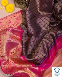 Jivika Sensatoinal Cotto Sree - Sky Blue, Soft Silk, Saree Length 4.4 m, Blouse Length 0.5 m