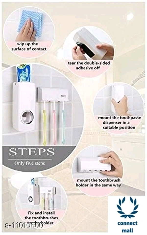 Automatic Toothbrush dispenser - White, Plastic, (L×B×H)6cm×6cm×11.5 cm