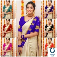 Chanderi Cotton with Gold Jari Patta  - Cream & Black, Chanderi Cotton