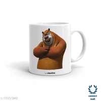 Ceramic Bear Printed kids Milk Mug - White, Ceramic, 300 ml