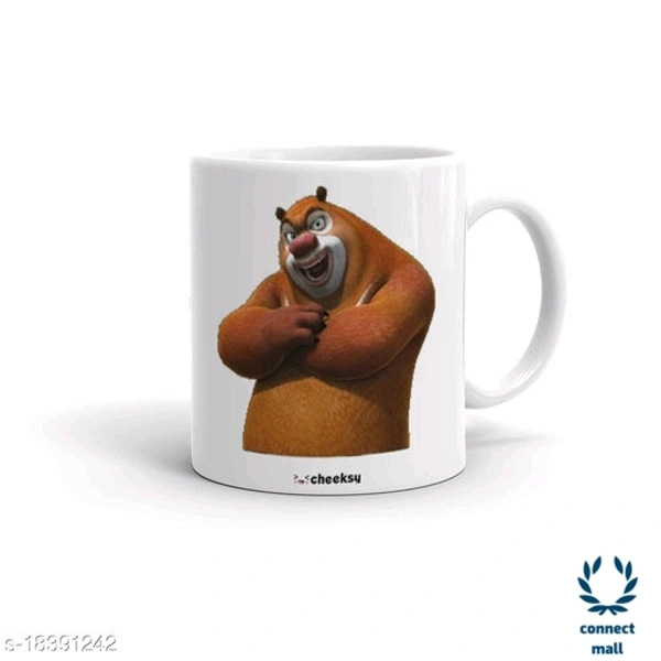Ceramic Bear Printed kids Milk Mug - White, Ceramic, 300 ml