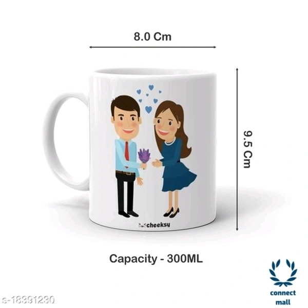 Cheesky Cartoon Character Kid's Milk mug 300ml - 300ml, White, Ceramic
