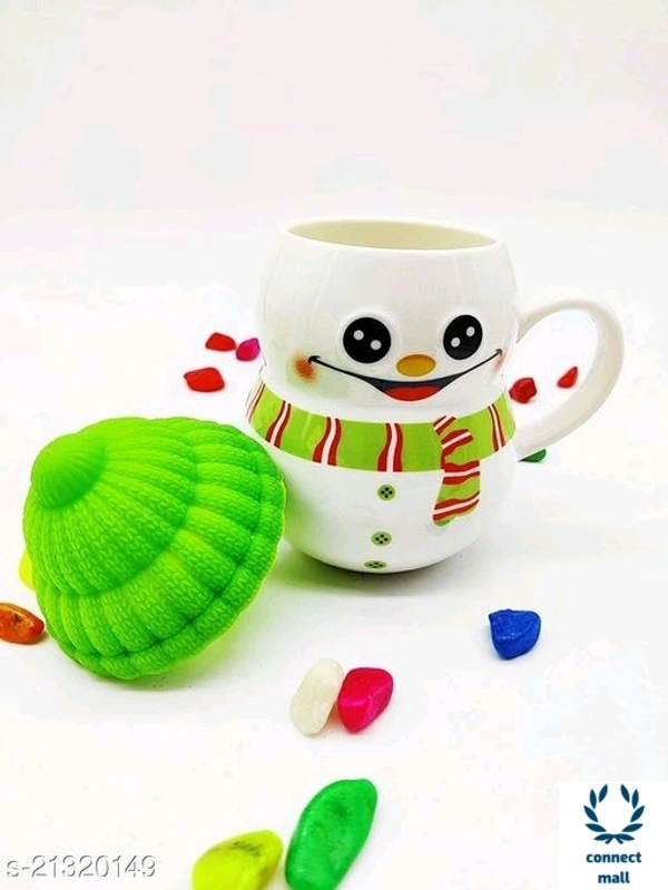 Ceramic kid's Fancy  Snowman  mug - Green